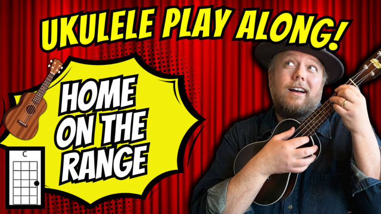 Ukulele Play Along Easy - Home On On The Range | Easy Beginner (C F G7) | Sing Along Cowboy Song