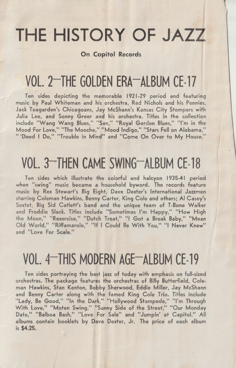 The History of Jazz: The Solid South. Chapbook from Capitol Records, 1945.