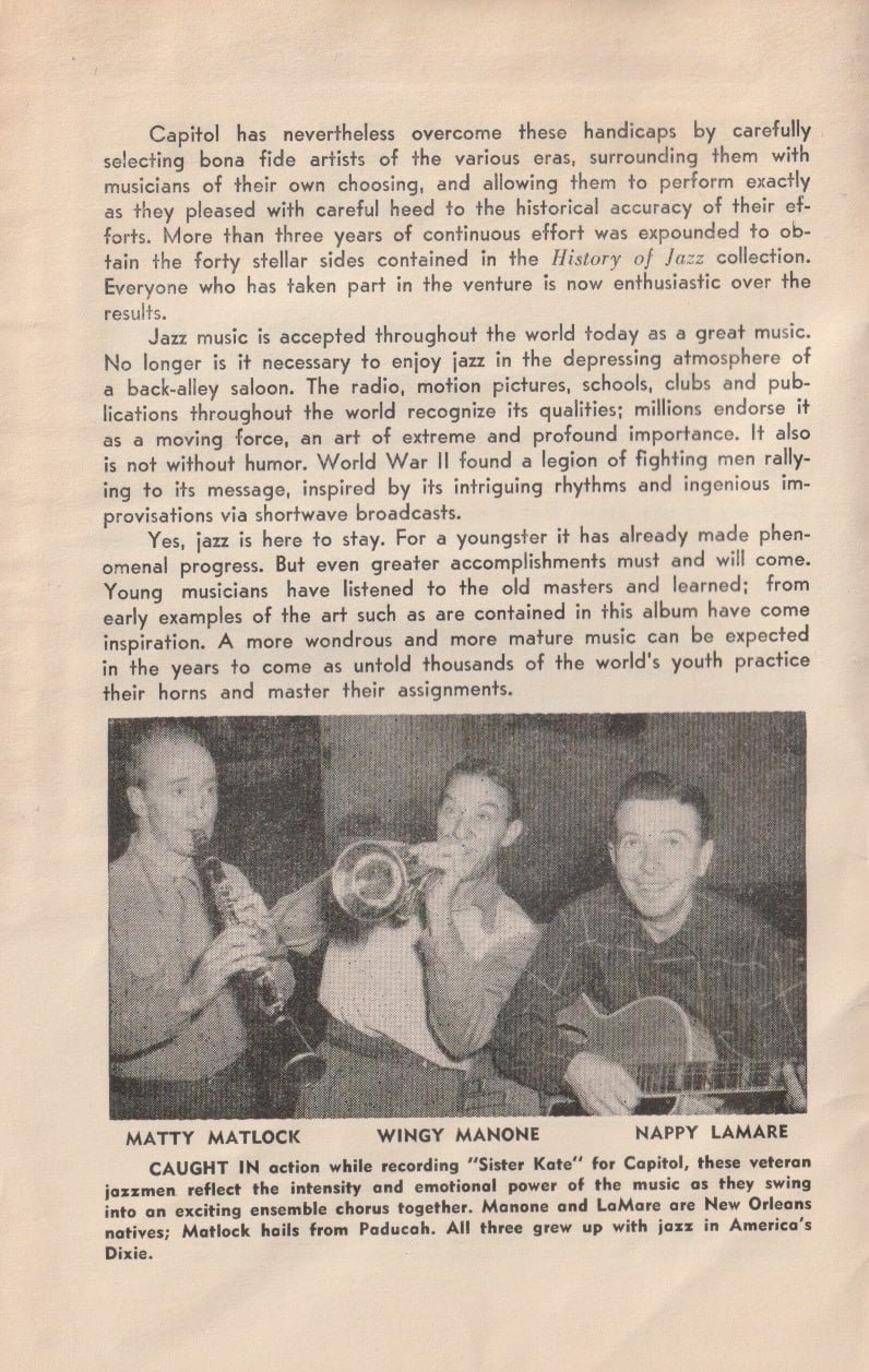 The History of Jazz: The Solid South. Chapbook from Capitol Records, 1945.