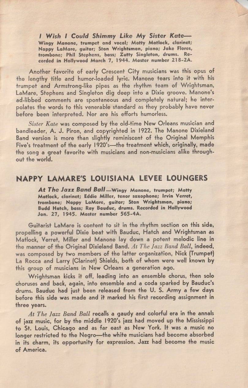 The History of Jazz: The Solid South. Chapbook from Capitol Records, 1945.