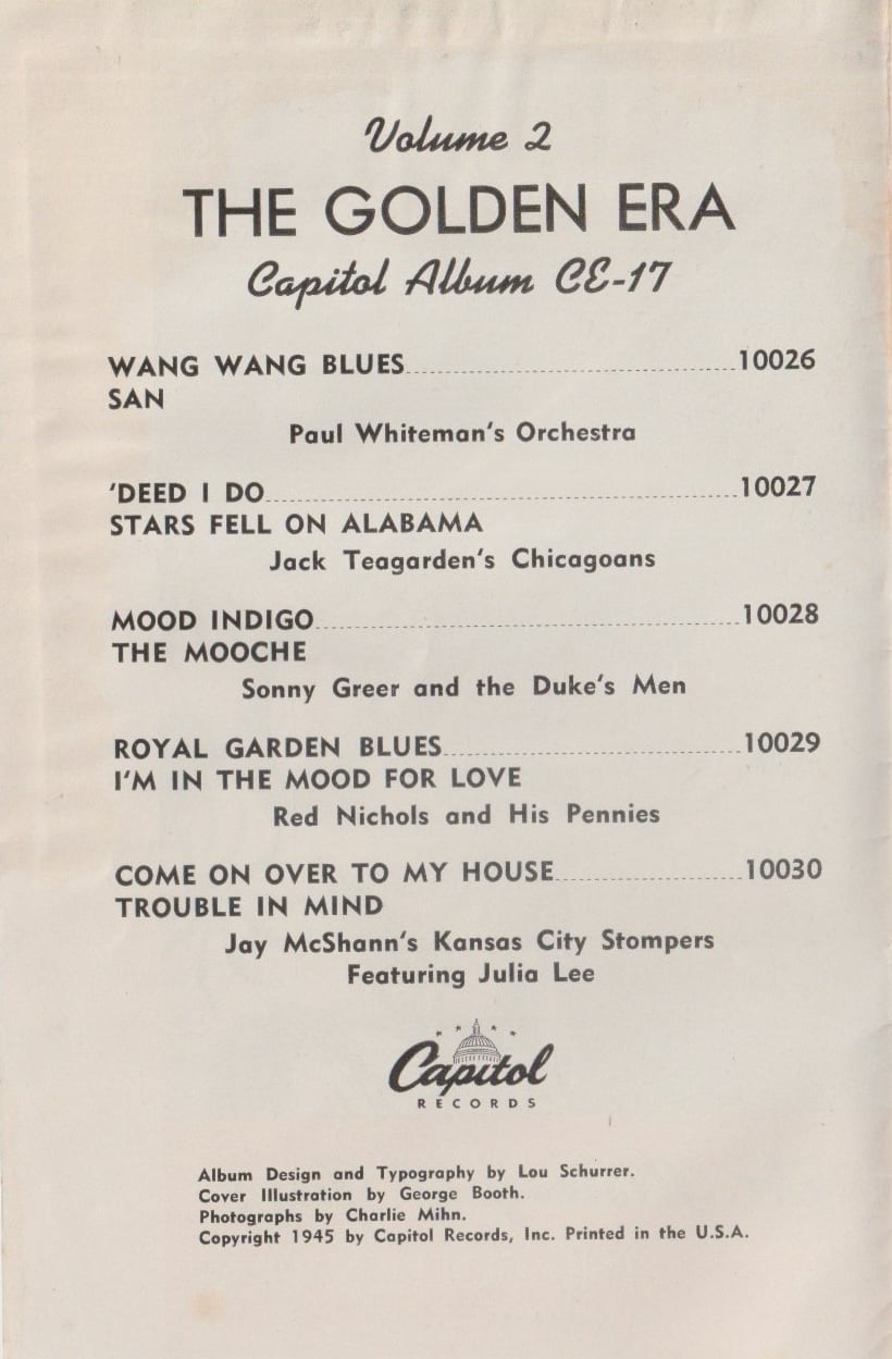 The History of Jazz: The Golden Era. Chapbook from Capitol Records, 1945.