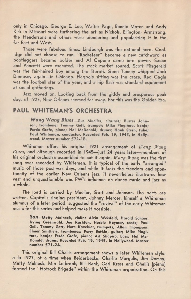 The History of Jazz: The Golden Era. Chapbook from Capitol Records, 1945.