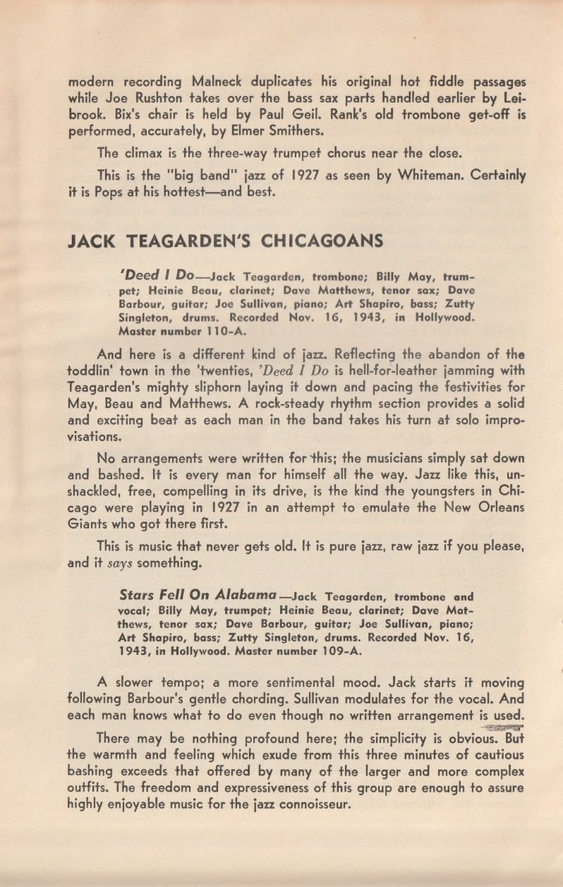 The History of Jazz: The Golden Era. Chapbook from Capitol Records, 1945.