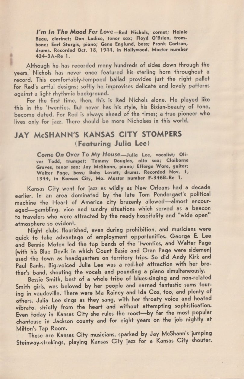 The History of Jazz: The Golden Era. Chapbook from Capitol Records, 1945.
