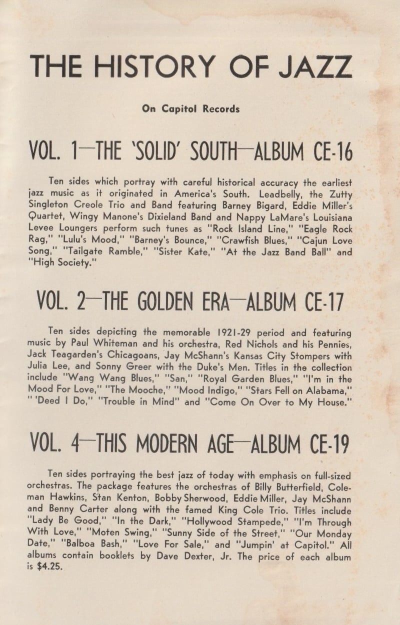 The History of Jazz: Then Came Swing. Chapbook from Capitol Records, 1945.