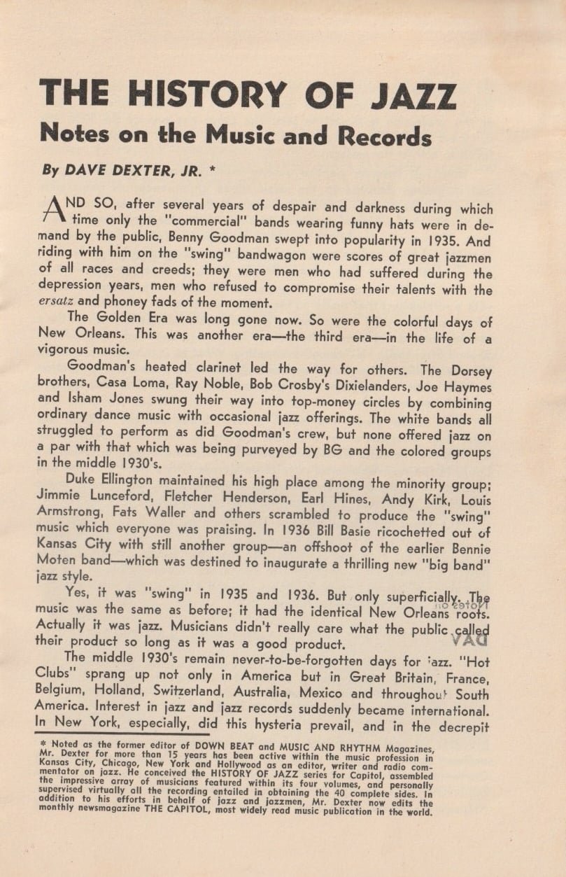 The History of Jazz: Then Came Swing. Chapbook from Capitol Records, 1945.