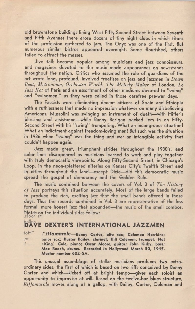 The History of Jazz: Then Came Swing. Chapbook from Capitol Records, 1945.