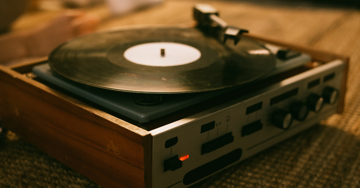 Record player playing a vinyl 33 1/3 record