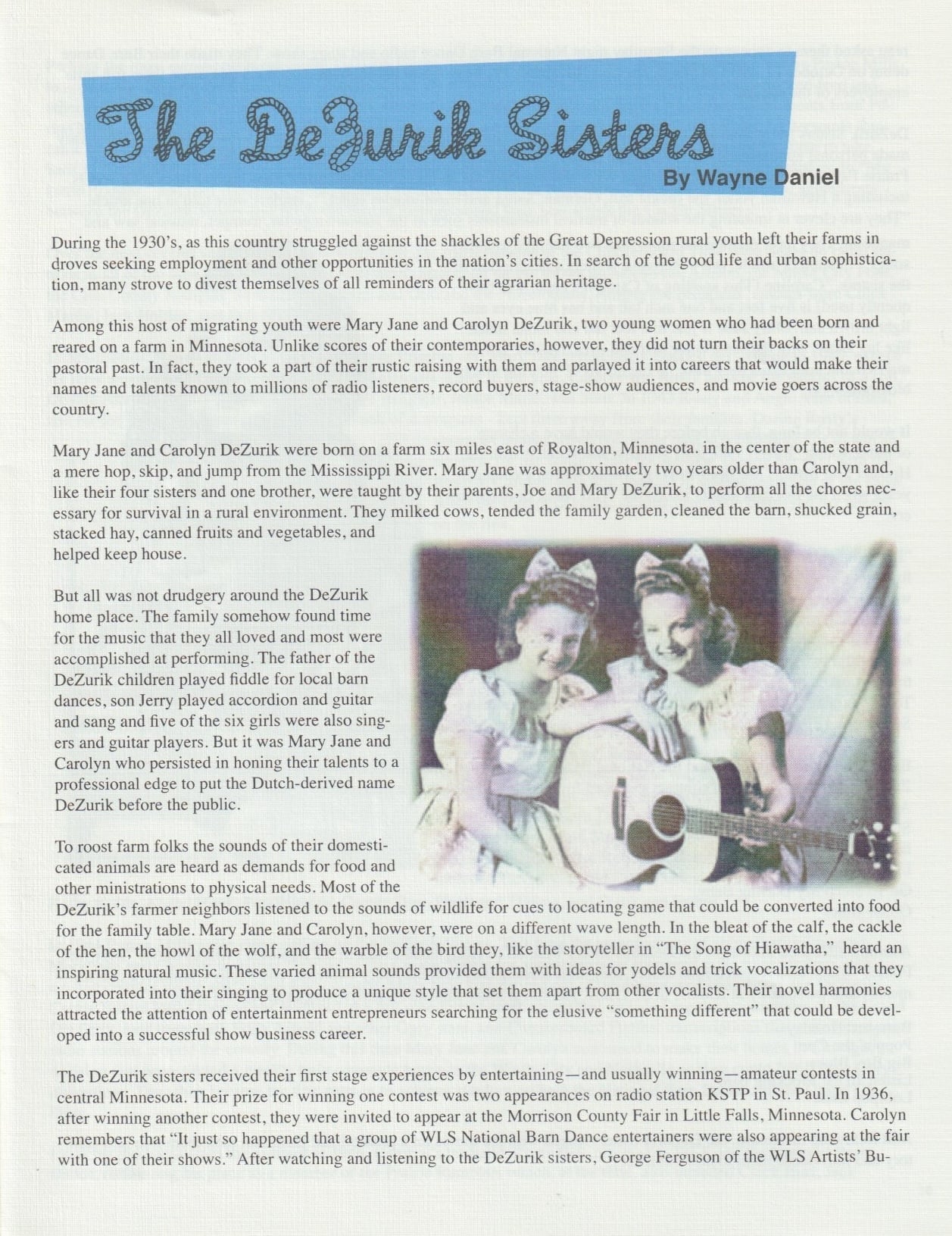 The Dezurik Sisters (aka) The Cackle Sisters – Yodel And Sing Their Greatest Hits