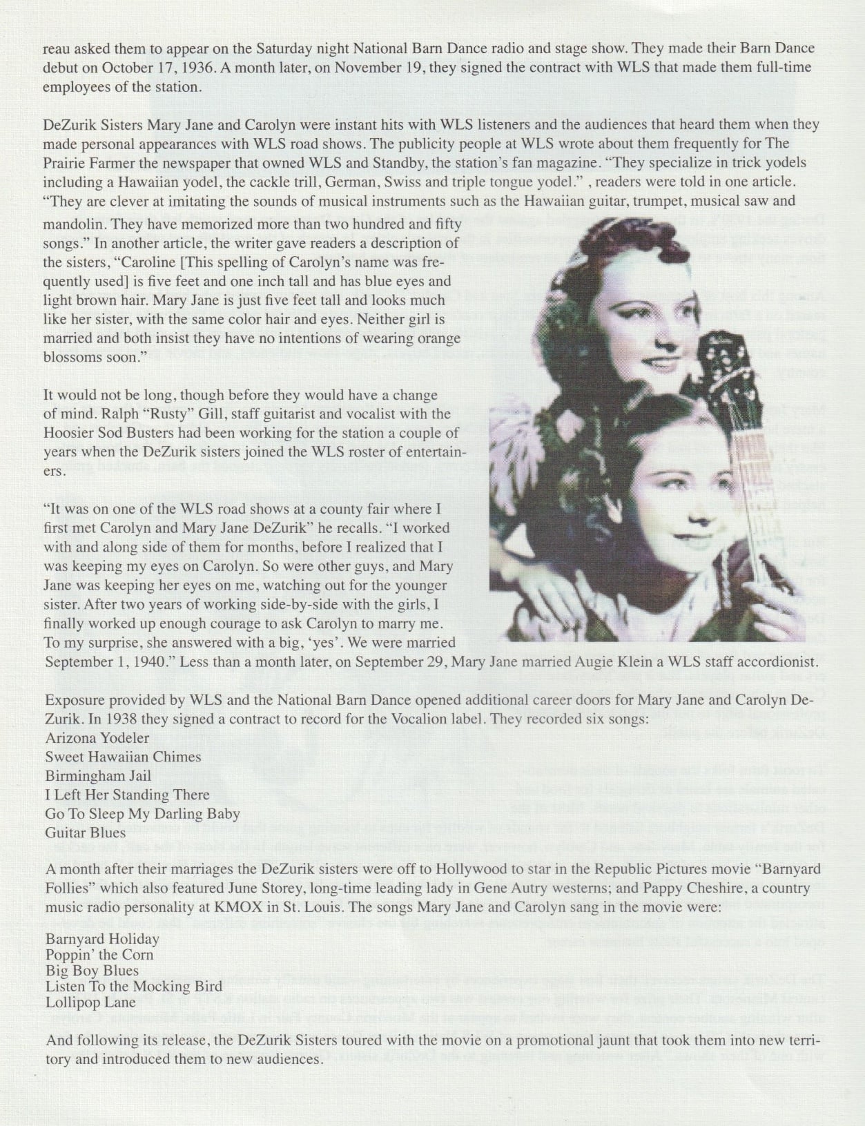 The Dezurik Sisters (aka) The Cackle Sisters – Yodel And Sing Their Greatest Hits