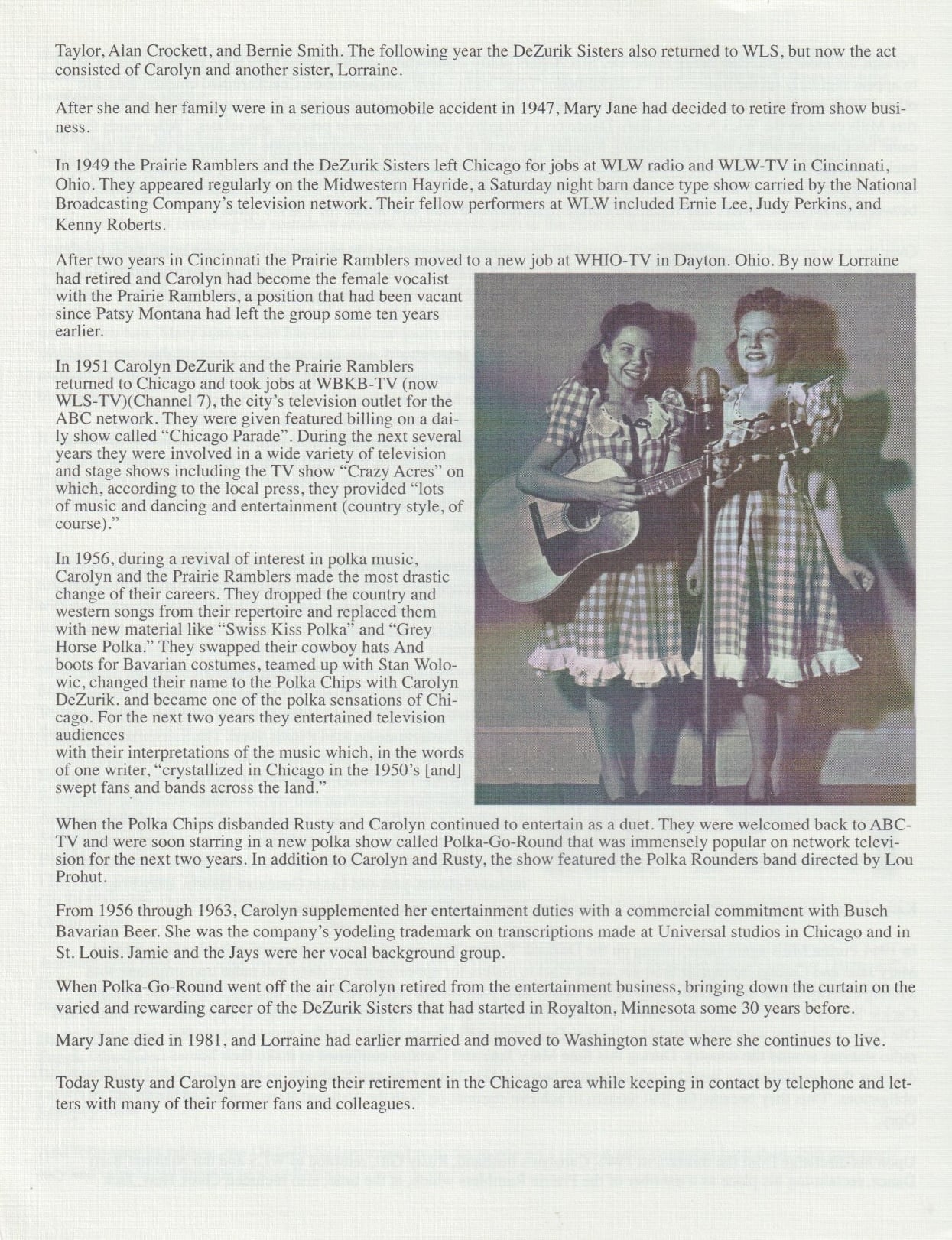 The Dezurik Sisters (aka) The Cackle Sisters – Yodel And Sing Their Greatest Hits