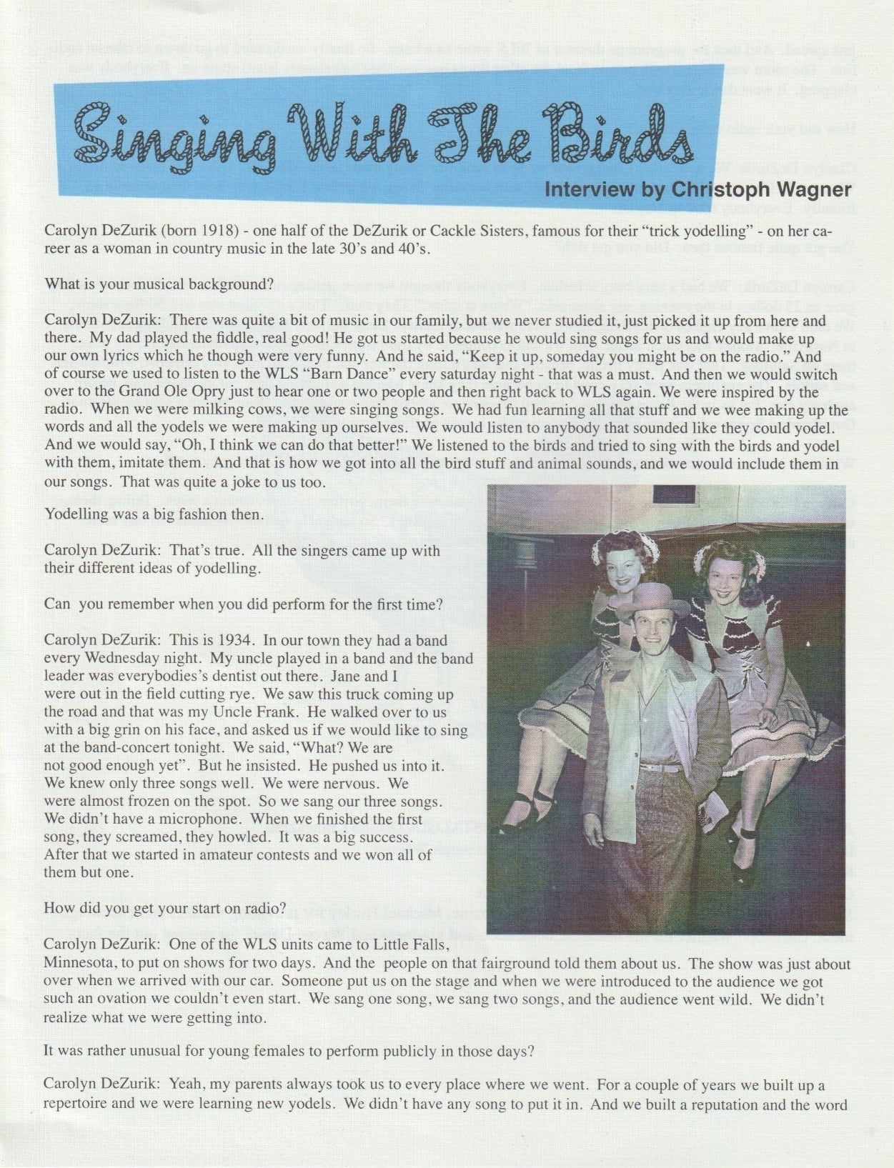 The Dezurik Sisters (aka) The Cackle Sisters – Yodel And Sing Their Greatest Hits