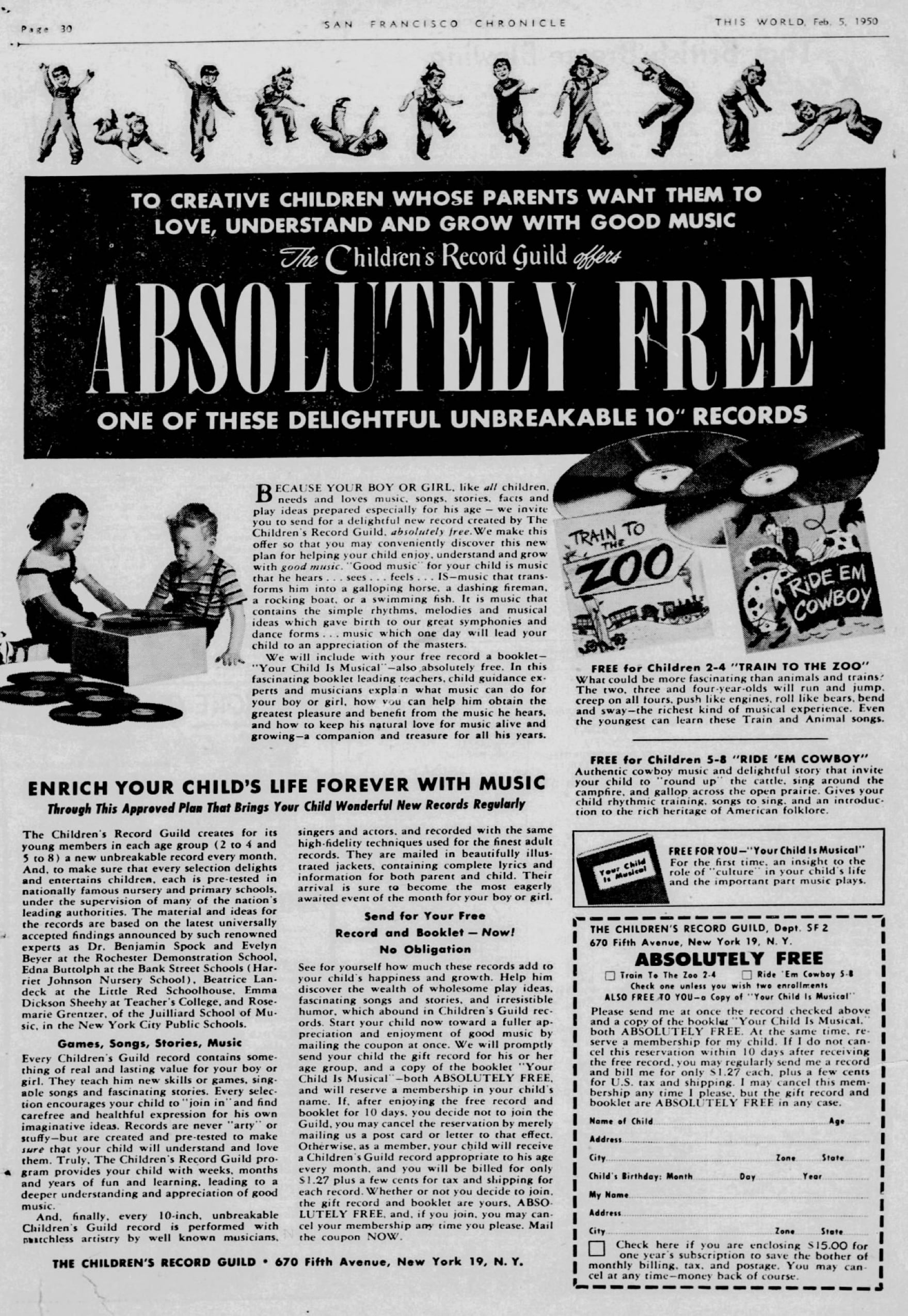 Kids record ad from San_Francisco_Chronicle_1950_02_05_82
