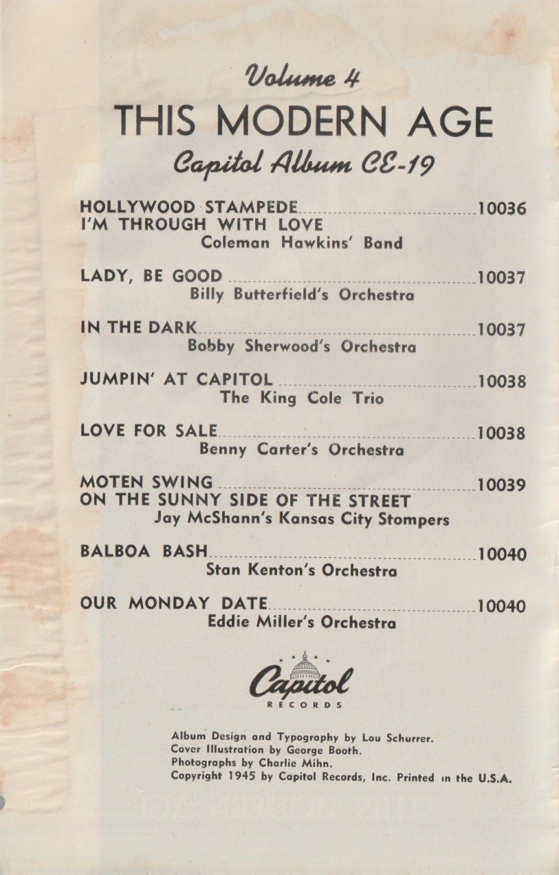 The History of Jazz: The Modern Era. Chapbook from Capitol Records, 1945.