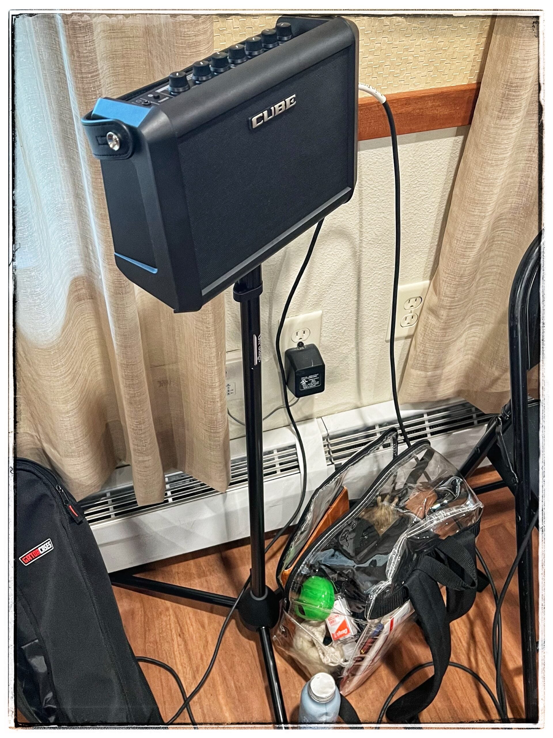 Jack Norton's Roland CUBE Street Mini Multi-instrument Combo Amplifier at a show